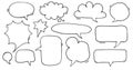 Doodle hand drawn speech bubbles different shape. Cute sketch style penÃÂ line of chat clouds. Dialogue, discussion, message,